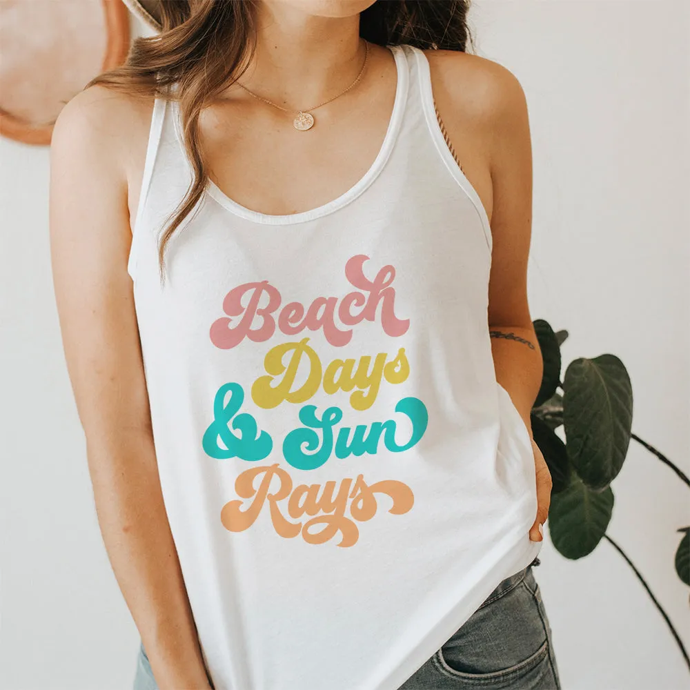 Beach Days & Sun Rays White Flowy Tank