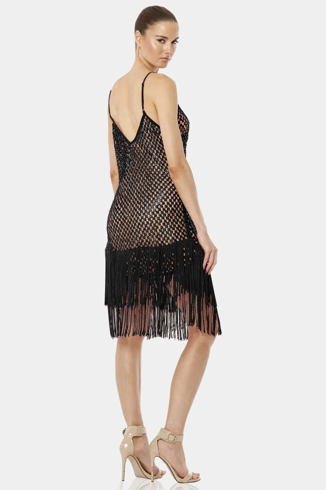 Black Dress With Fringed Hemline