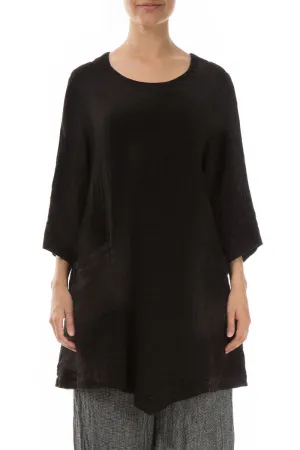 Black Mélange Linen Tunic