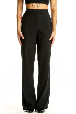 Black Wide-Leg Wool Blend Trousers