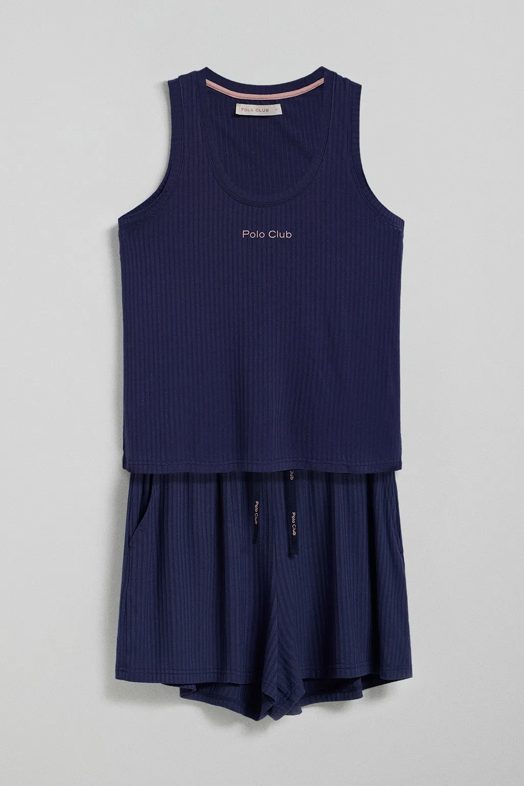 Conjunto de shorts y camiseta de pijama azul marino con detalles Polo Club