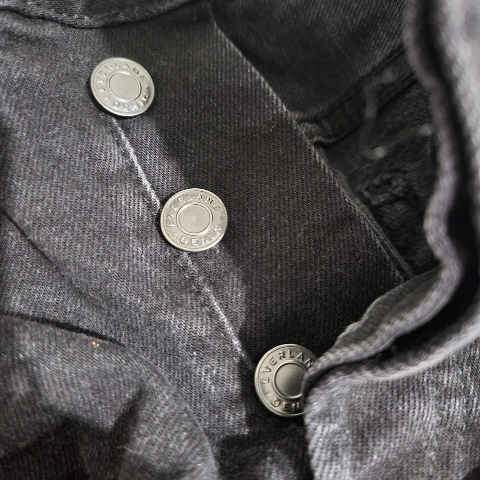 Everlane Cheeky Shorts Black Denim Jean Distressed Frayed Button Fly Low Stretch High Rise Size 23