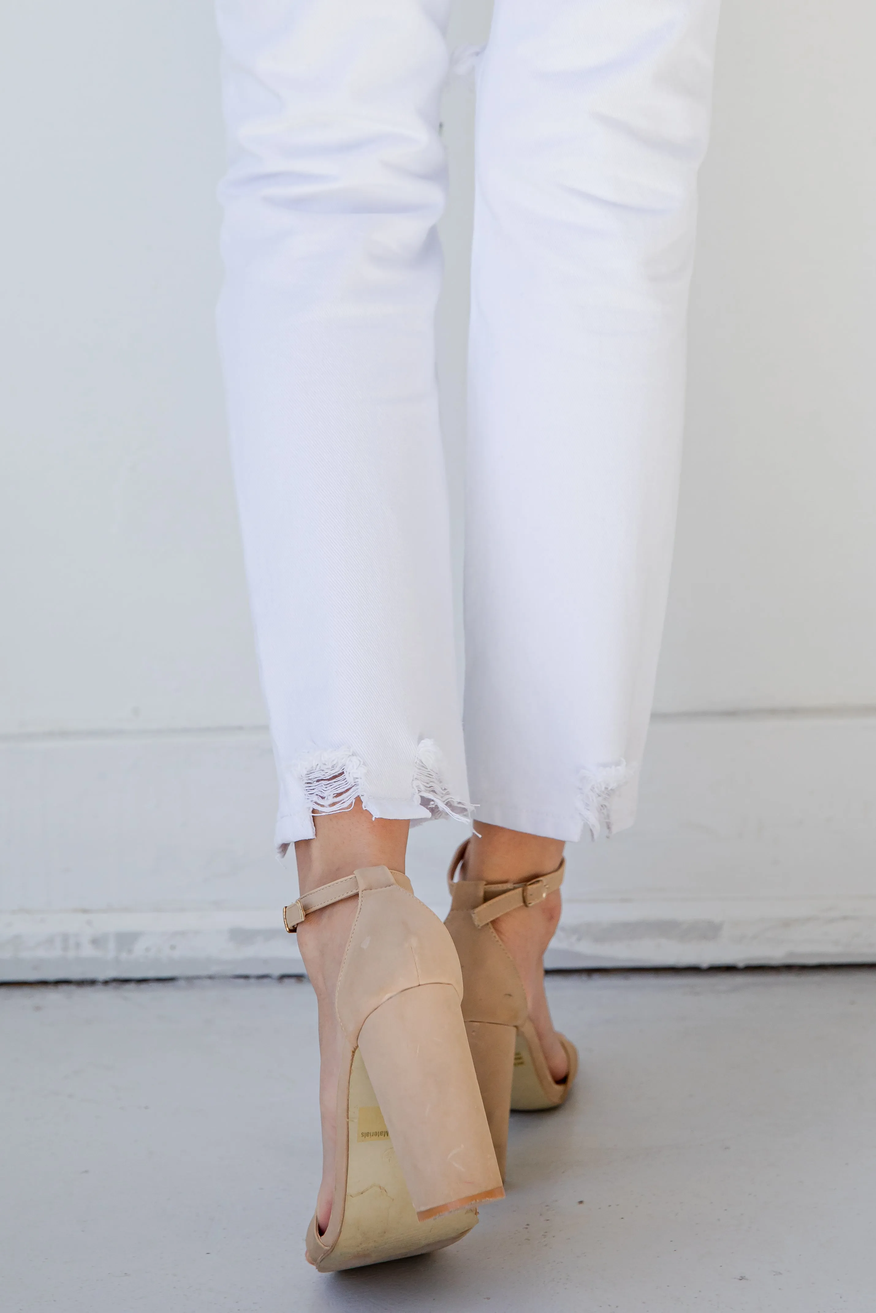 FINAL SALE - Lainey White Distressed Straight Leg Jeans