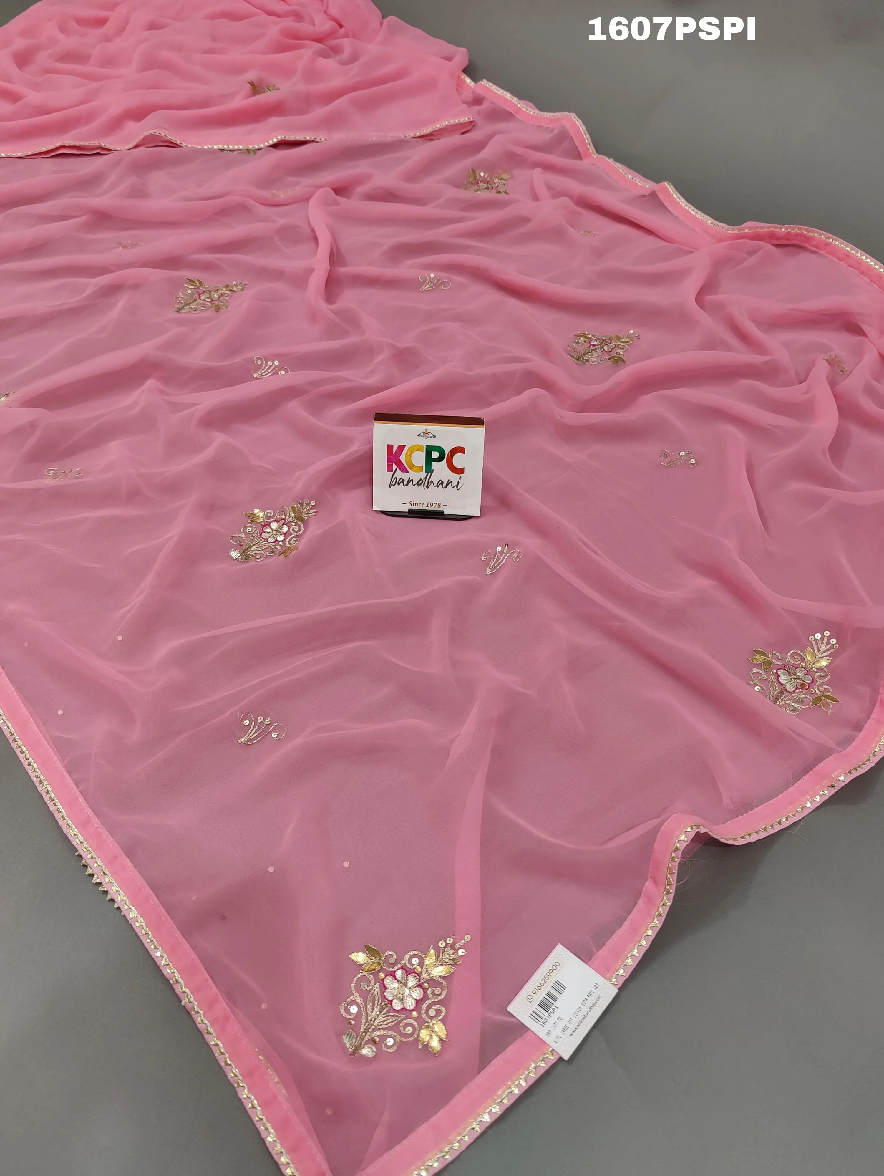 KcPc New Chiffon Gotapatti Work Lightweight Saree  With Blouse