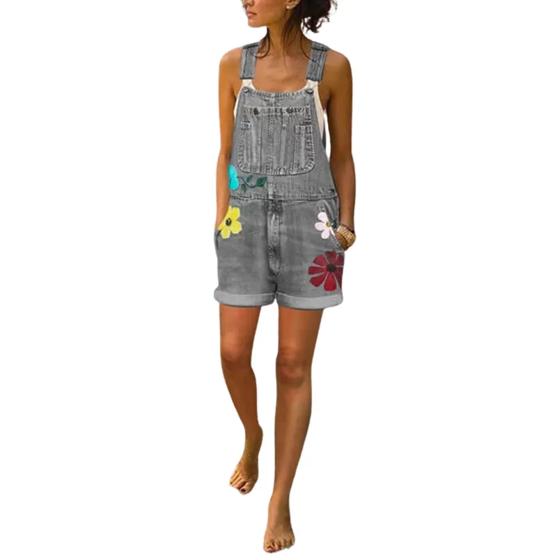 Lady Jeans Romper Shorts Sleeveless Bandage Jumpsuits Shortalls