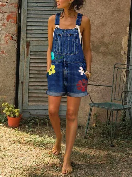 Lady Jeans Romper Shorts Sleeveless Bandage Jumpsuits Shortalls