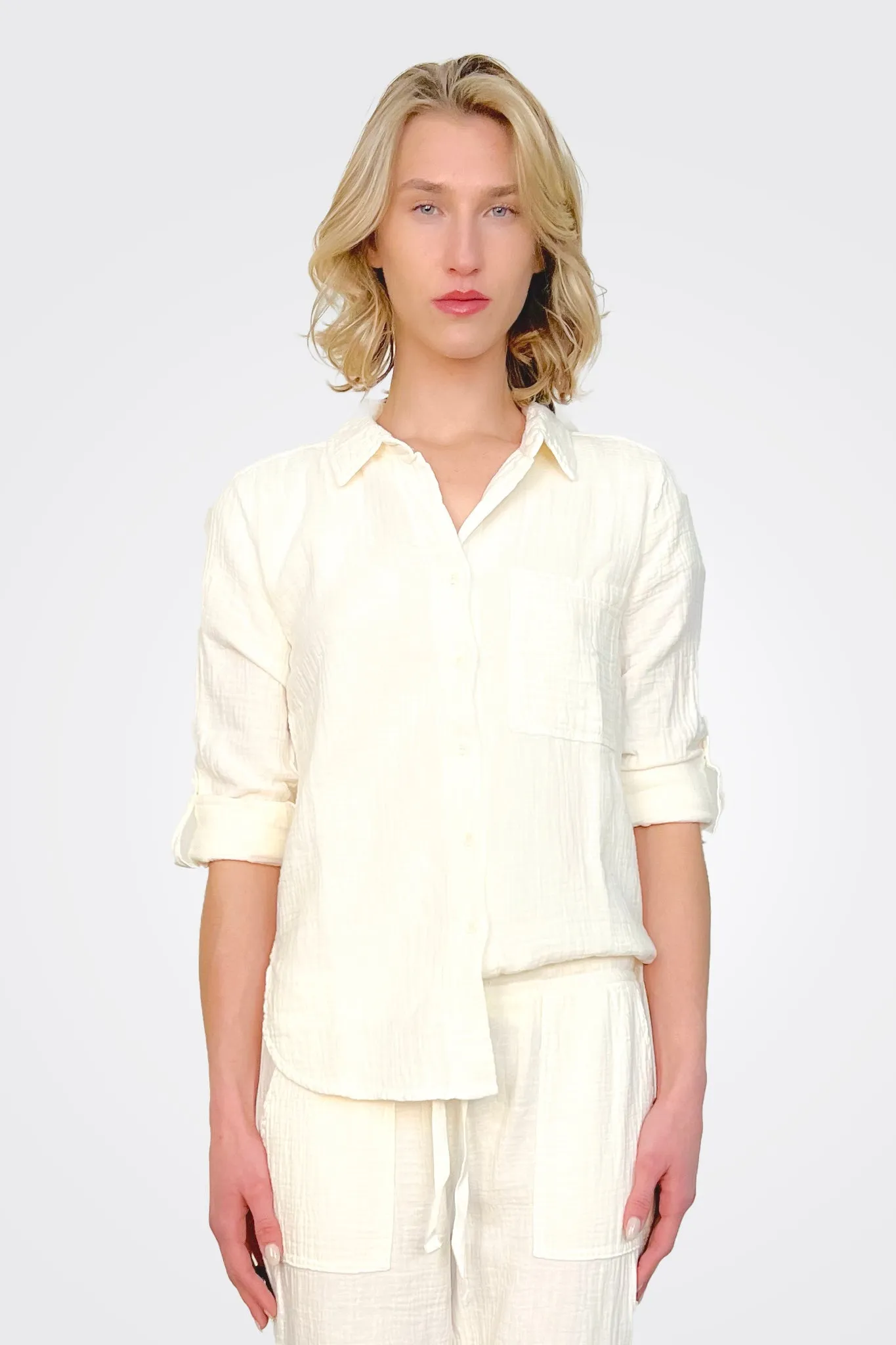 Long Sleeve Button Down Shirt - Macadamia