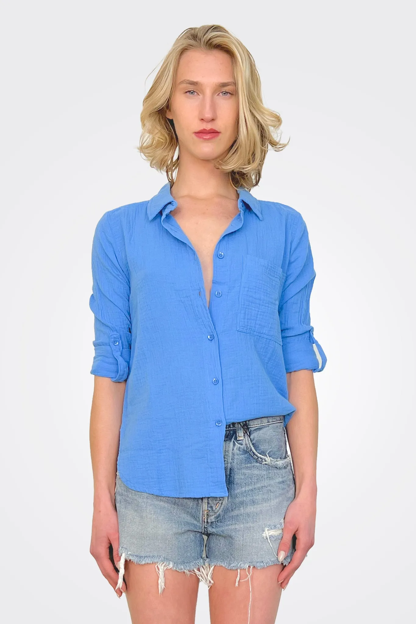 Long Sleeve Button Down Shirt - Mykonos