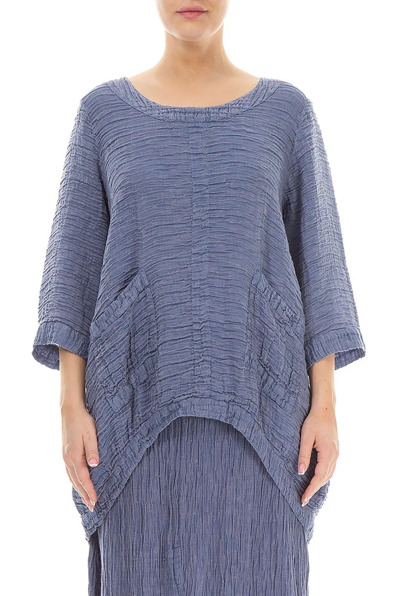 Longer Back Crinkled Blue Nova Tunic