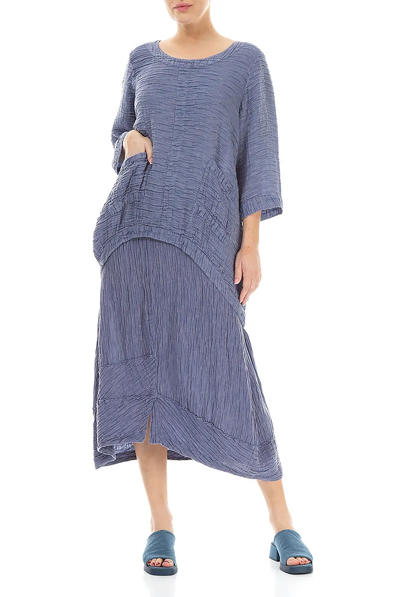 Longer Back Crinkled Blue Nova Tunic