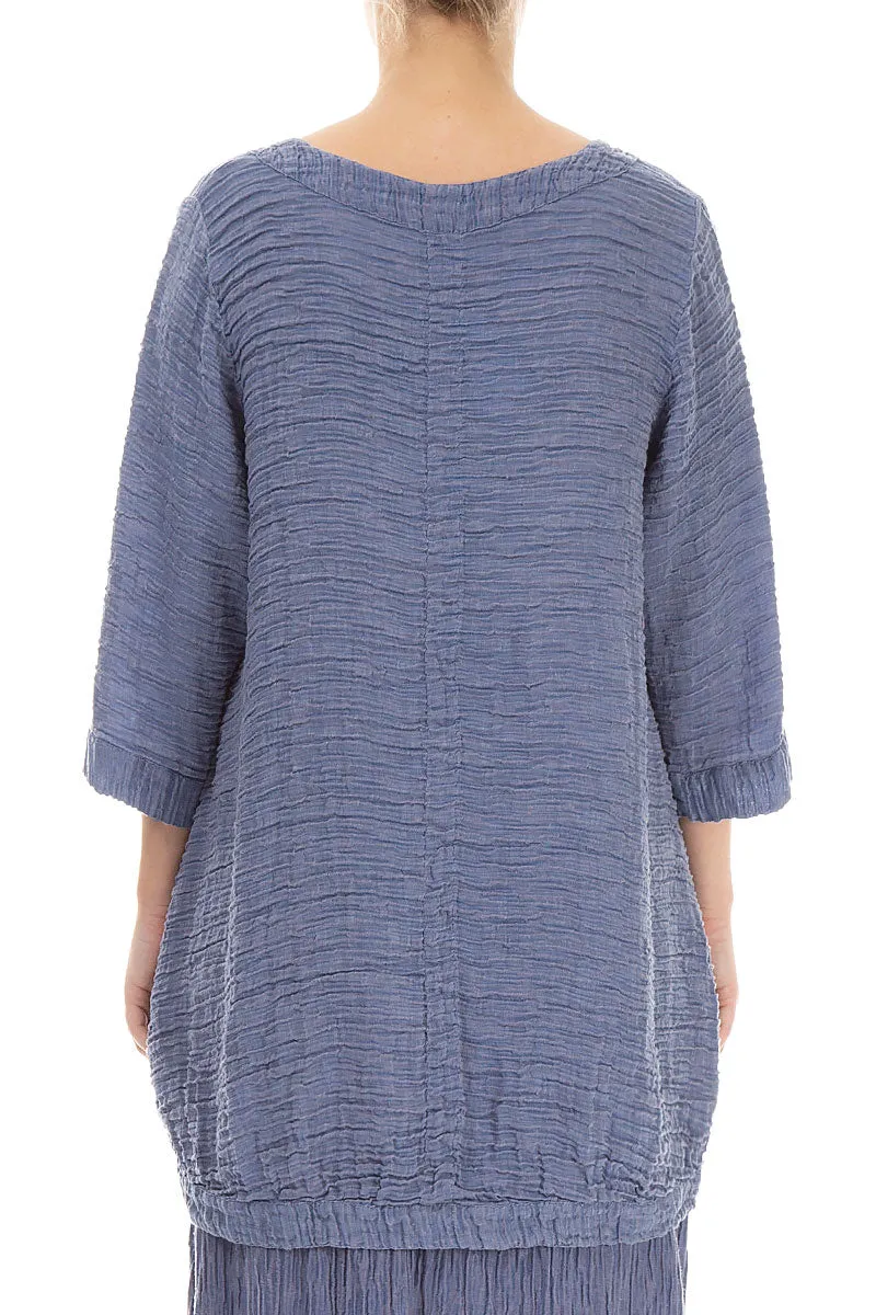 Longer Back Crinkled Blue Nova Tunic