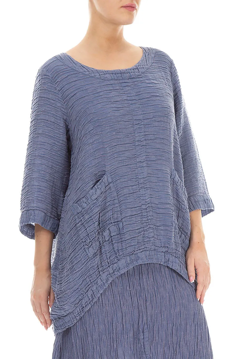 Longer Back Crinkled Blue Nova Tunic