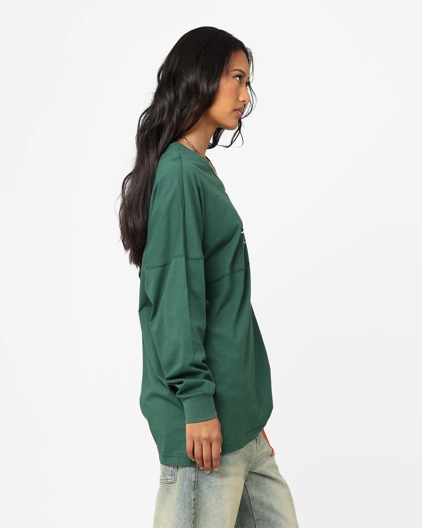 Majestic Athletic Women's Los Angeles Dodgers Animal Oversized Hiri Long Sleeve T-Shirt Dark Cedar
