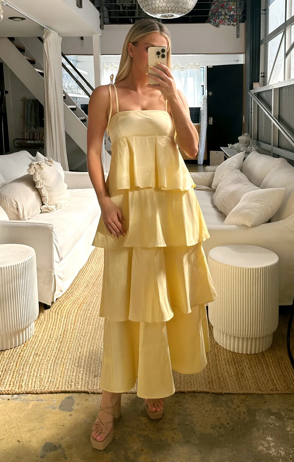 Meet Cute Dress ~ Pale Yellow Taffeta