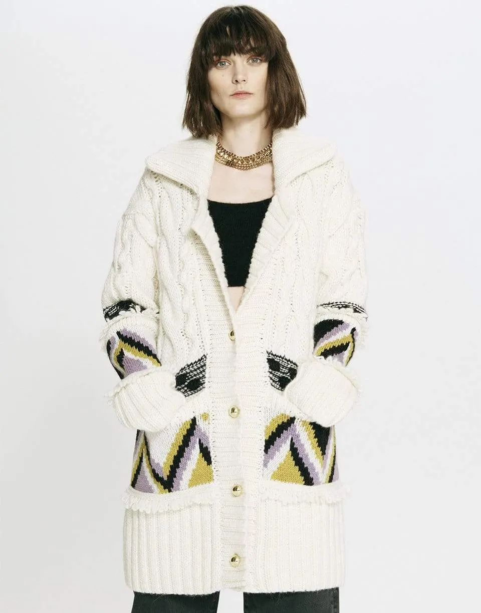 Portobello Tiger Merino Jacquard Long Cardigan