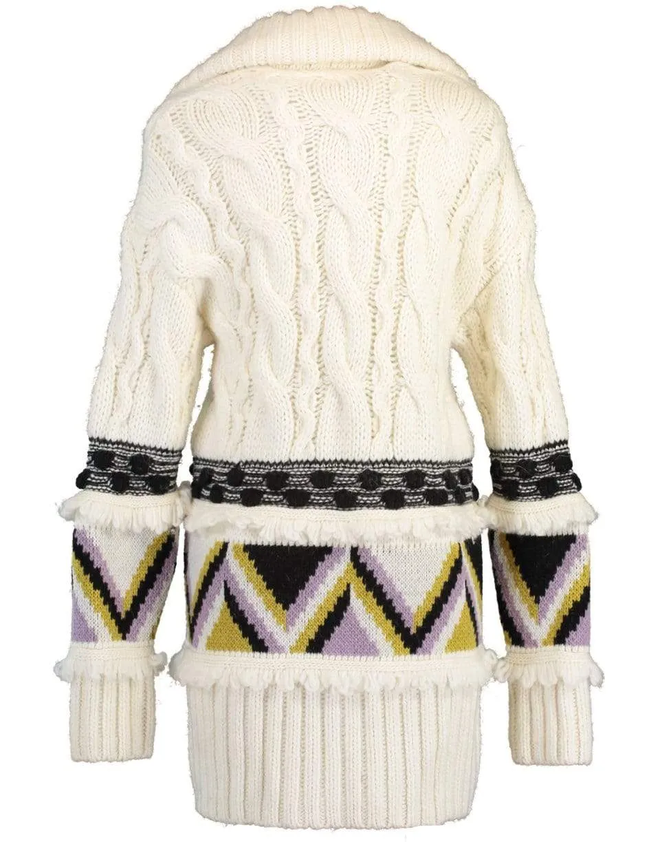 Portobello Tiger Merino Jacquard Long Cardigan