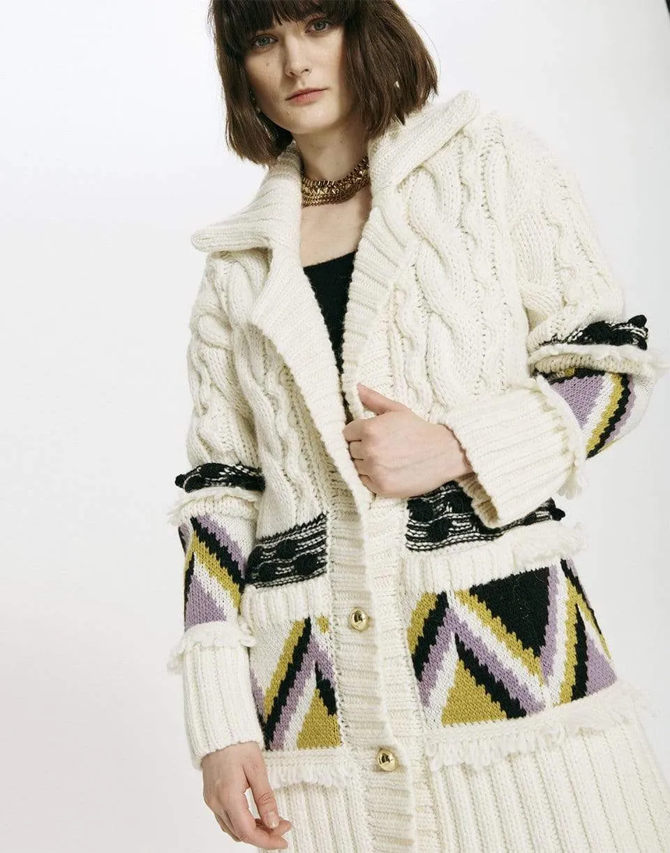 Portobello Tiger Merino Jacquard Long Cardigan