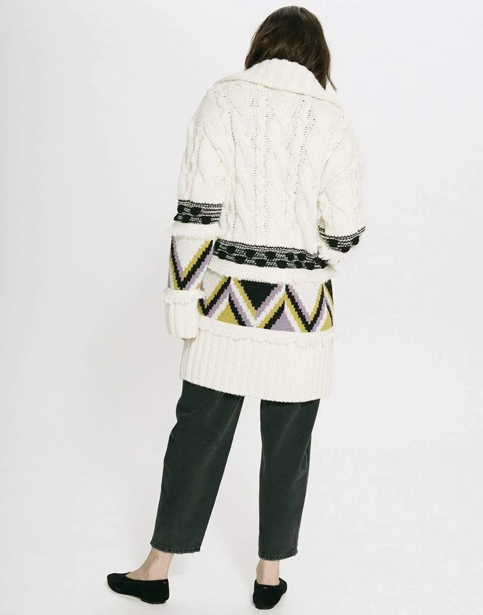 Portobello Tiger Merino Jacquard Long Cardigan