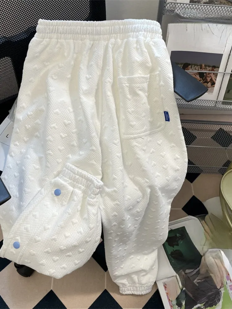 Purpdrank - 2023 Vintage 3d Heart Sweatpants Korean Harajuku Casual Streetwear Women High Waist Drawstring All Match Harem Pants
