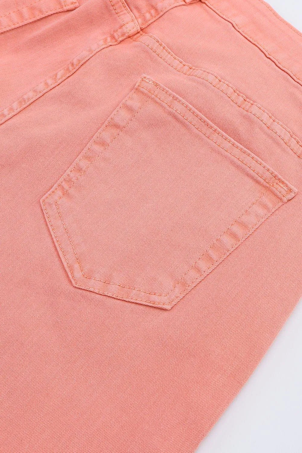 Salmon High Waist Ripped Straight Leg Jeans