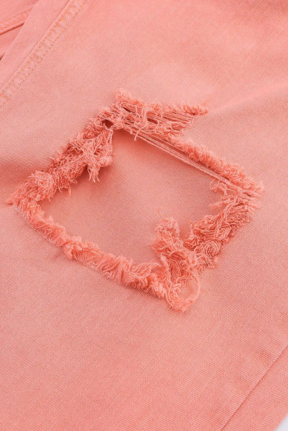 Salmon High Waist Ripped Straight Leg Jeans