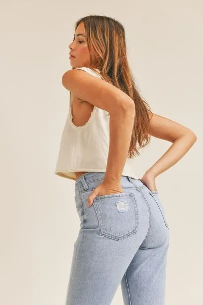 *SIERRA SUPER HIGH RISE GIRLFRIEND JEAN LIGHT WASH