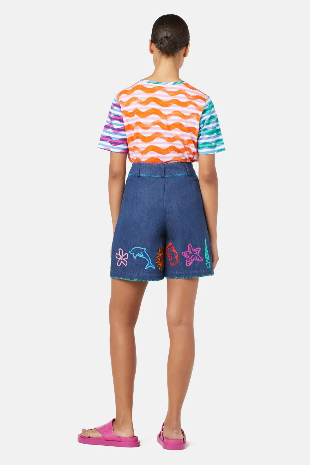 Taking Time Embroidered Denim Short