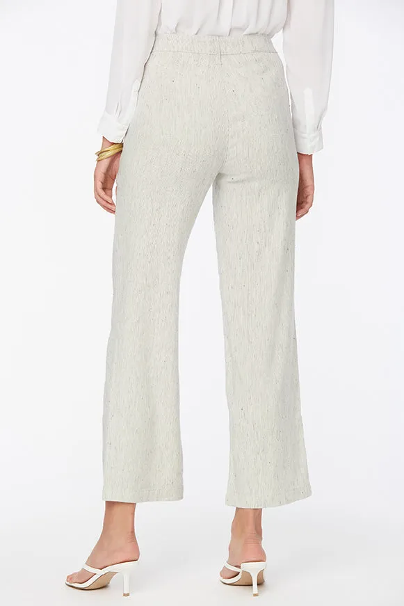 Wide Leg Ankle Trouser Striped Stretch Linen | Slubby Stripe