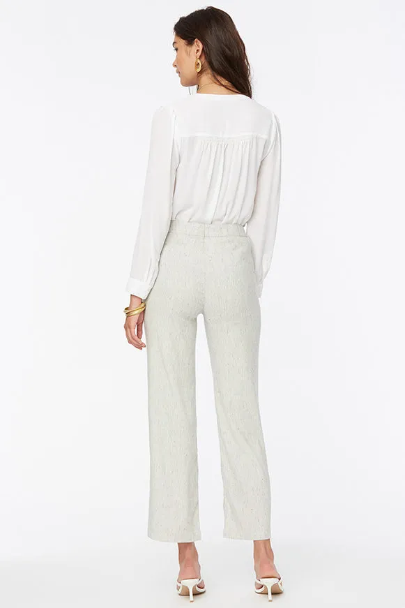 Wide Leg Ankle Trouser Striped Stretch Linen | Slubby Stripe
