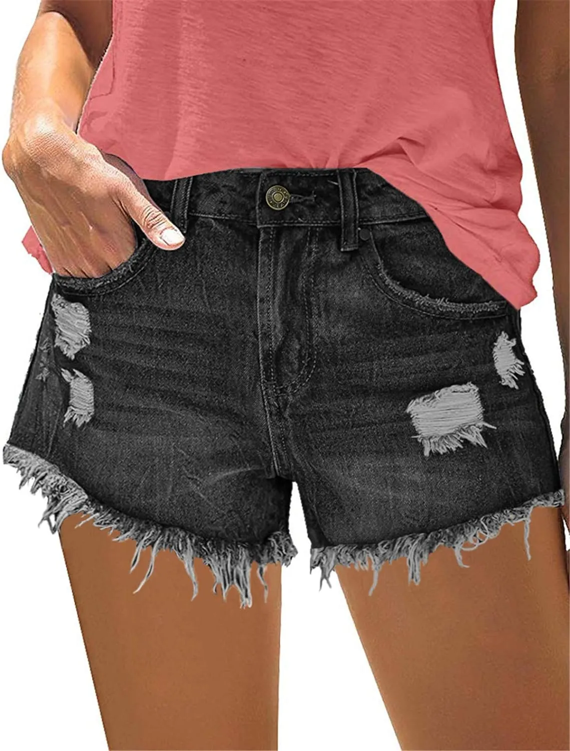 Woman Contemporary Mid Rise Denim Shorts