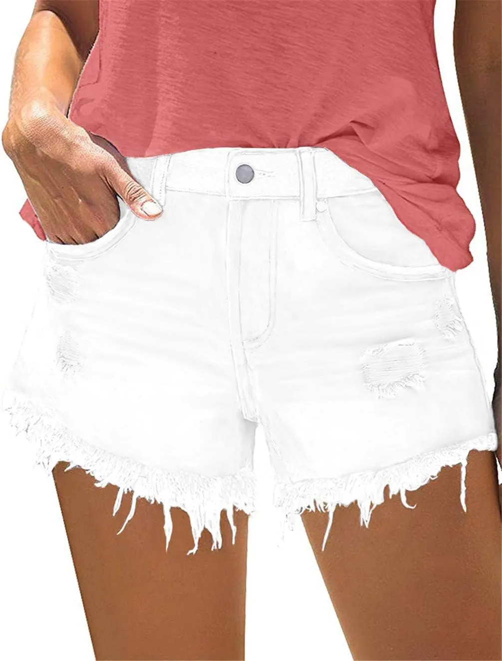 Woman Contemporary Mid Rise Denim Shorts