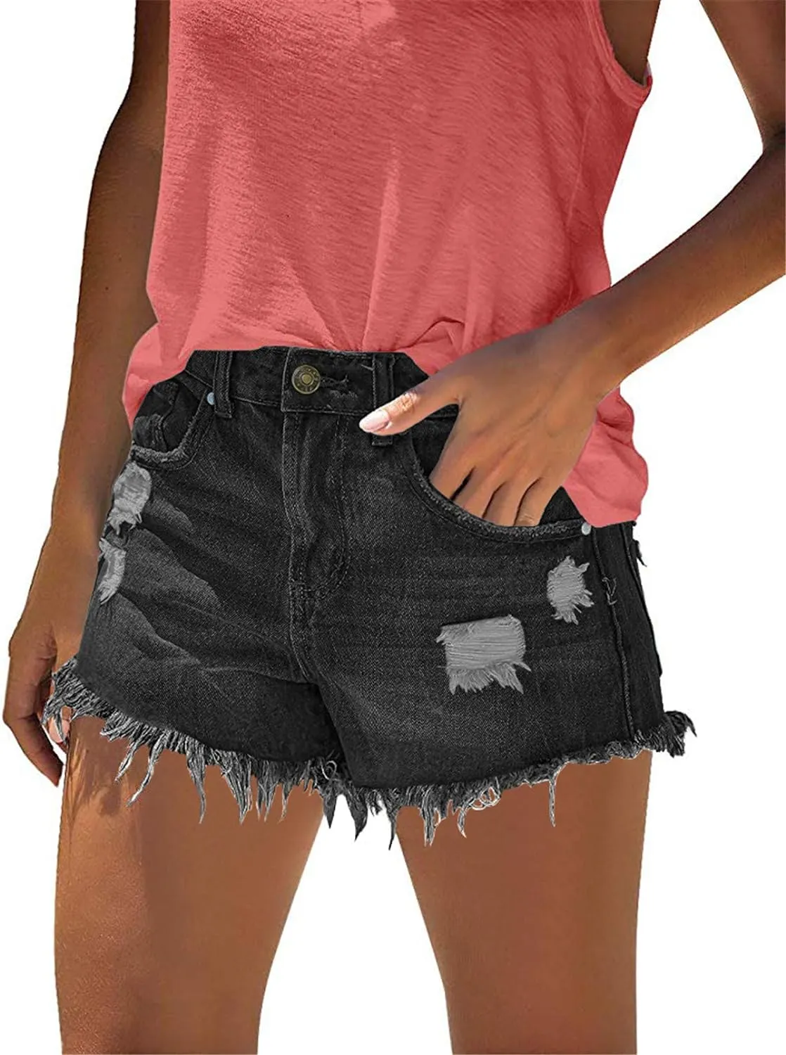 Woman Contemporary Mid Rise Denim Shorts