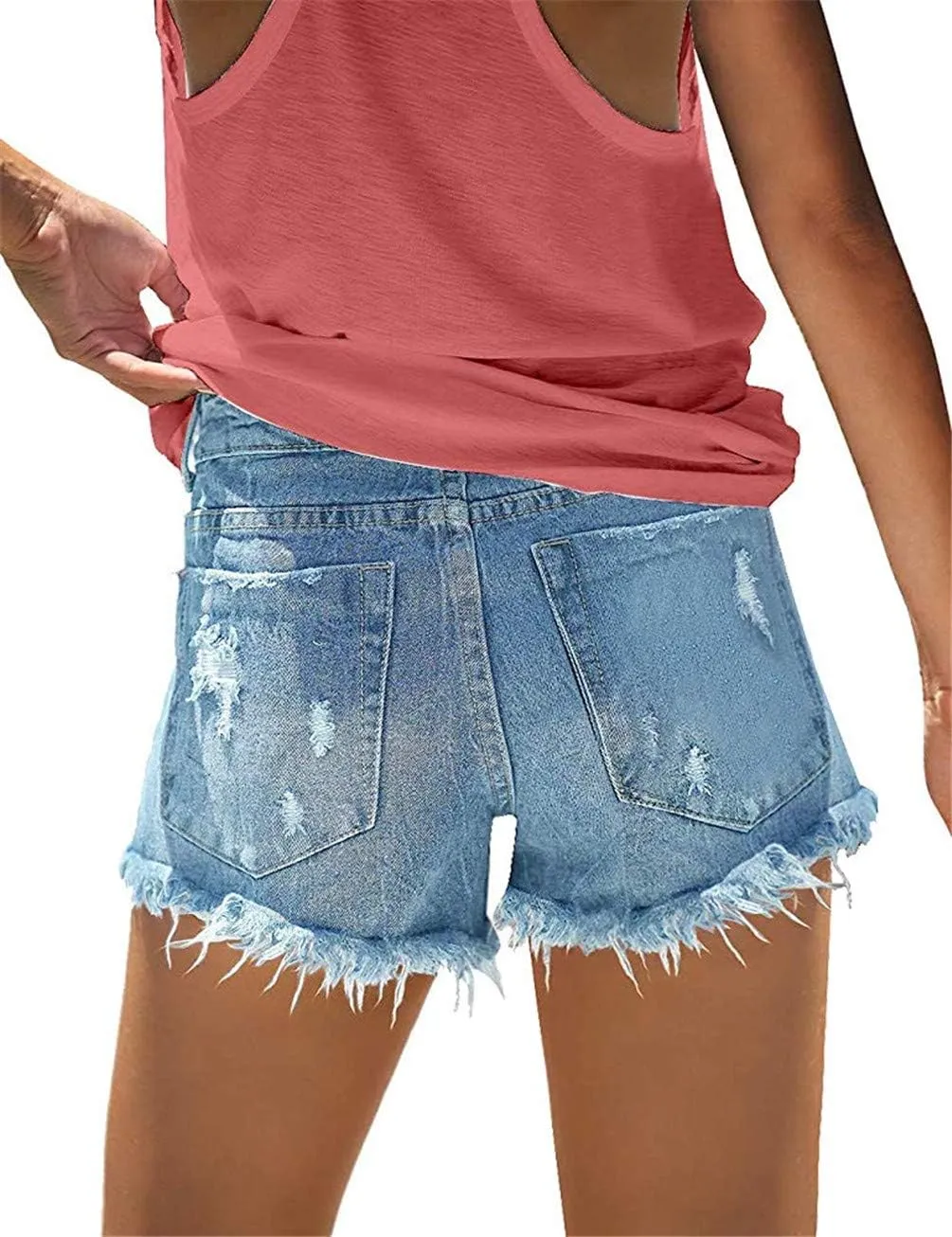 Woman Contemporary Mid Rise Denim Shorts