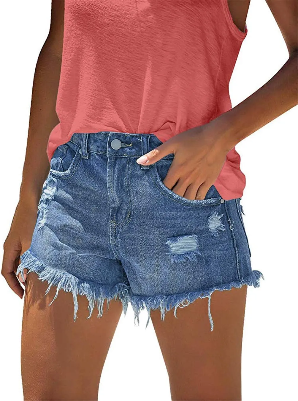 Woman Contemporary Mid Rise Denim Shorts